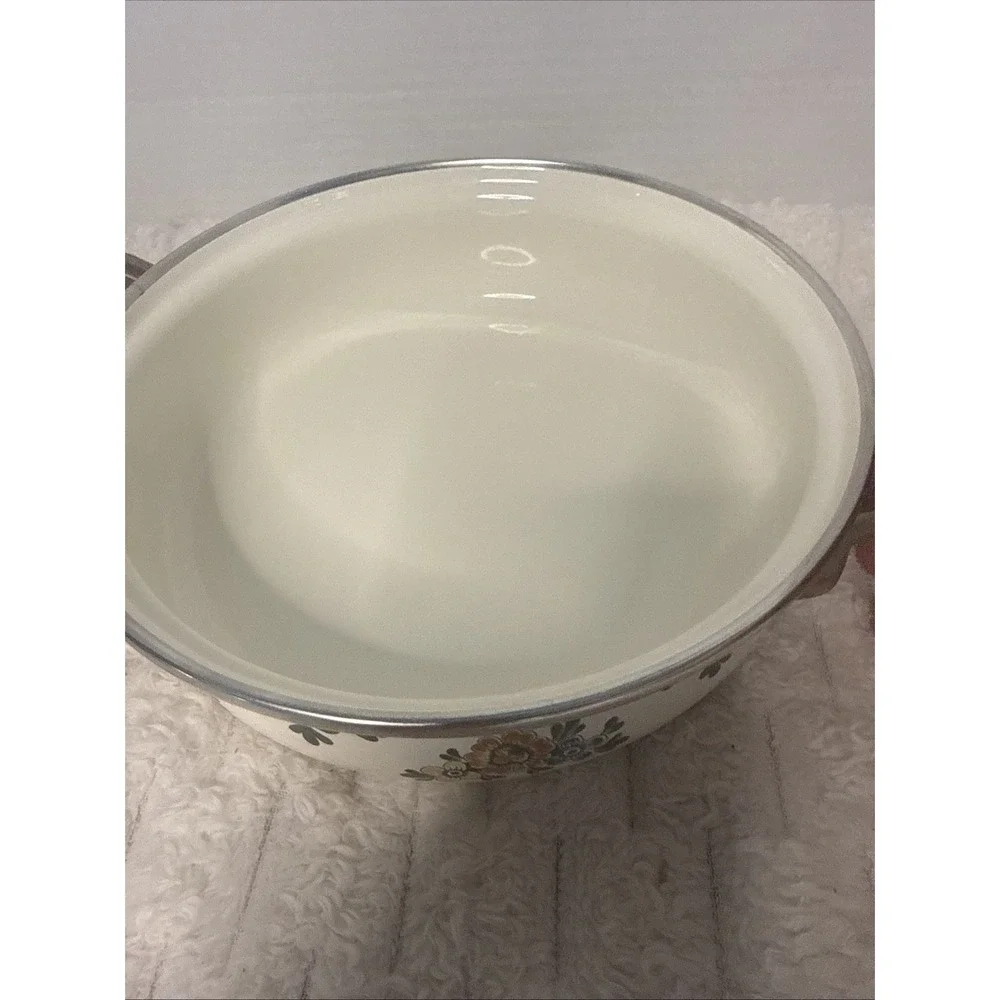 Vintage West Germany ASTA Enamelware Fissler Buffet Server Casserole Dish Floral